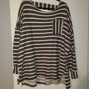 Free People FP beach oversized striped long sleeve top